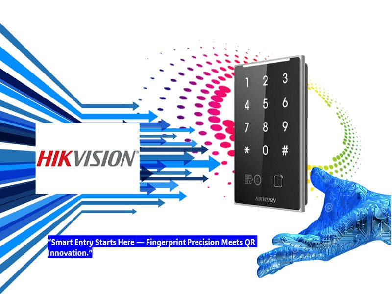Hikvision DS-K1109DKFB-QR Card Reader - Fingerprint, QR, PIN, IP65, RS-485