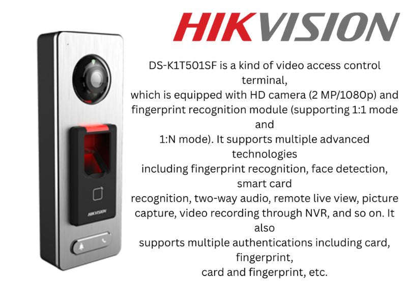 Hikvision DS-K1T501SF Video Access Control Terminal - 2MP, Fingerprint, Mifare