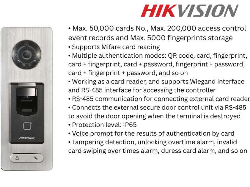 Hikvision DS-K1T501SF Video Access Control Terminal - 2MP, Fingerprint, Mifare