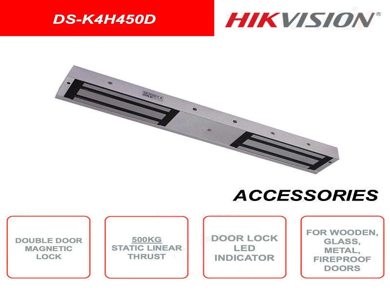 Hikvision DS-K4H450D Pro Series Magnetic Lock - 500kg Double Door, 12/24 VDC