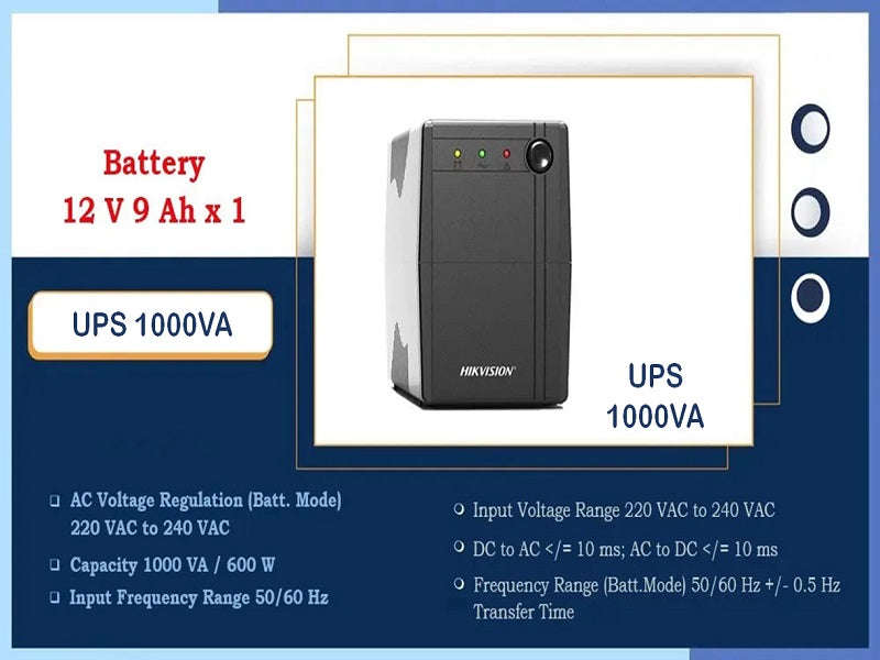Hikvision DS-UPS1000 1000VA/600W UPS - Line Interactive, 220-240V, Overload Protect