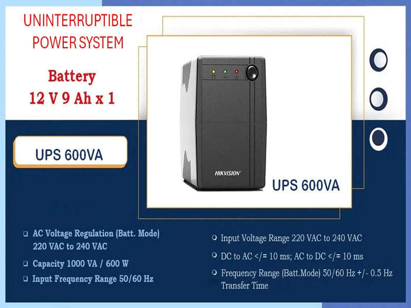 Hikvision DS-UPS600 600VA/360W UPS - Line Interactive, 12V 7Ah, Overload Protection