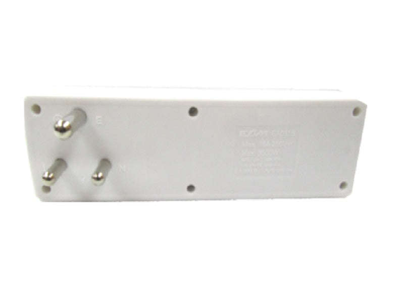 Electricmate EA011S 3-Way Adaptor with 2x USB 2.1A Surge Protection - 16A, 5A, Schuko