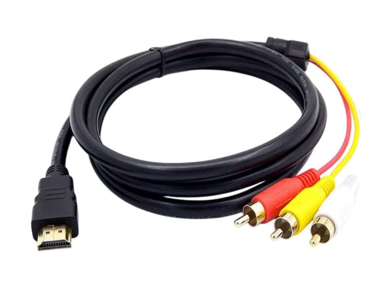 HDMI to 3 RCA AV Cable 1.5m - HDMI Male to Composite, Plug & Play (HDMI2RCA)