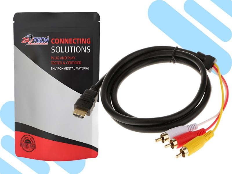 HDMI to 3 RCA AV Cable 1.5m - HDMI Male to Composite, Plug & Play (HDMI2RCA)