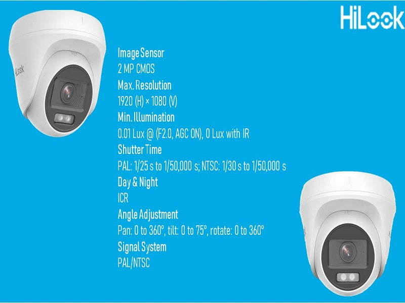 Hilook THC-T127-LPS 2MP 1080p Dual-Light Dome Camera - 2.8mm, 20m, Built-in Mic