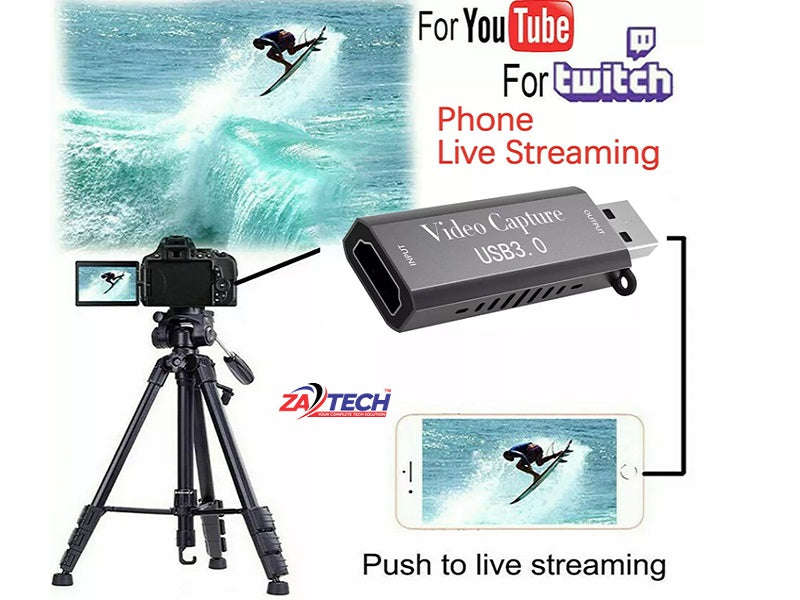ZATECH HDMI Video Capture Card USB 3.0 4K - 1080p HD Recorder (HVC-05)