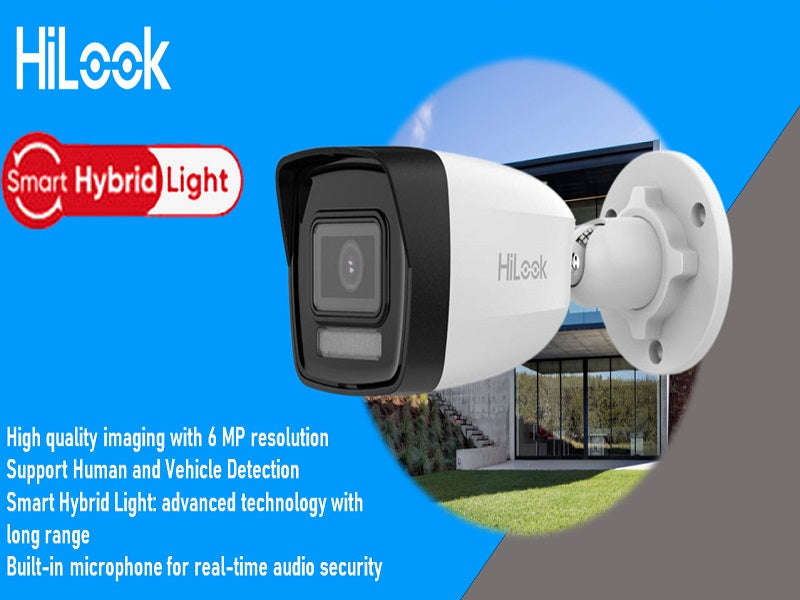Hilook IPC-B160HA-LU 6MP IP Bullet Camera - 2.8mm, Dual Light 30m, H.265+, PoE, IP67