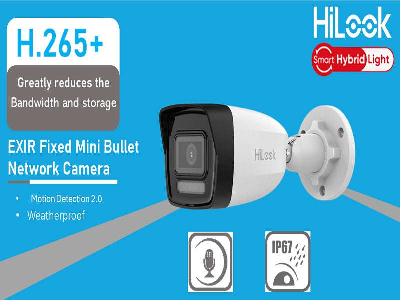 Hilook IPC-B160HA-LU 6MP IP Bullet Camera - 2.8mm, Dual Light 30m, H.265+, PoE, IP67