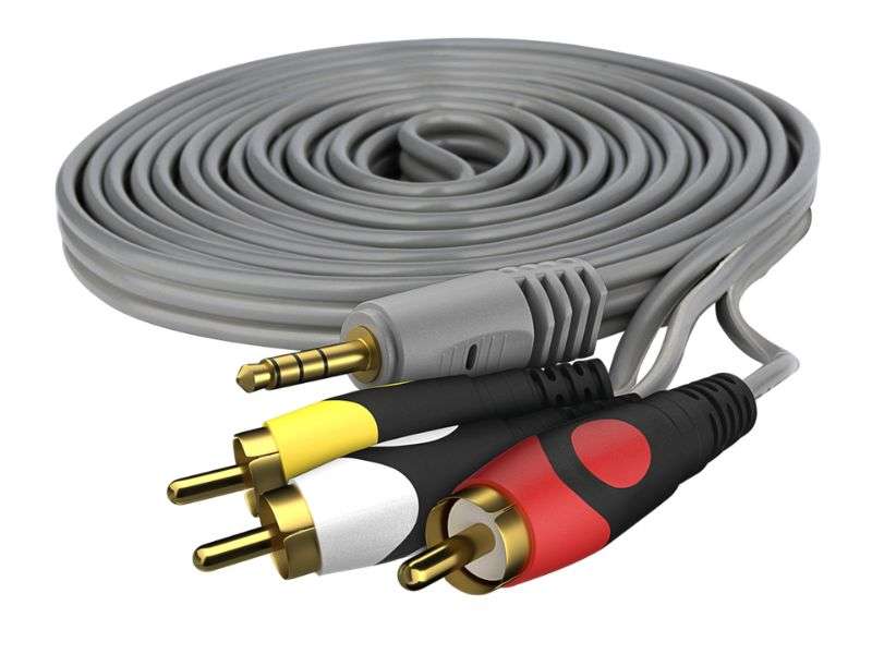 ZATECH 3.5mm AV to 3 RCA Cable - Audio & Composite Video, Male, 1.5m (ITAUD3RCA)