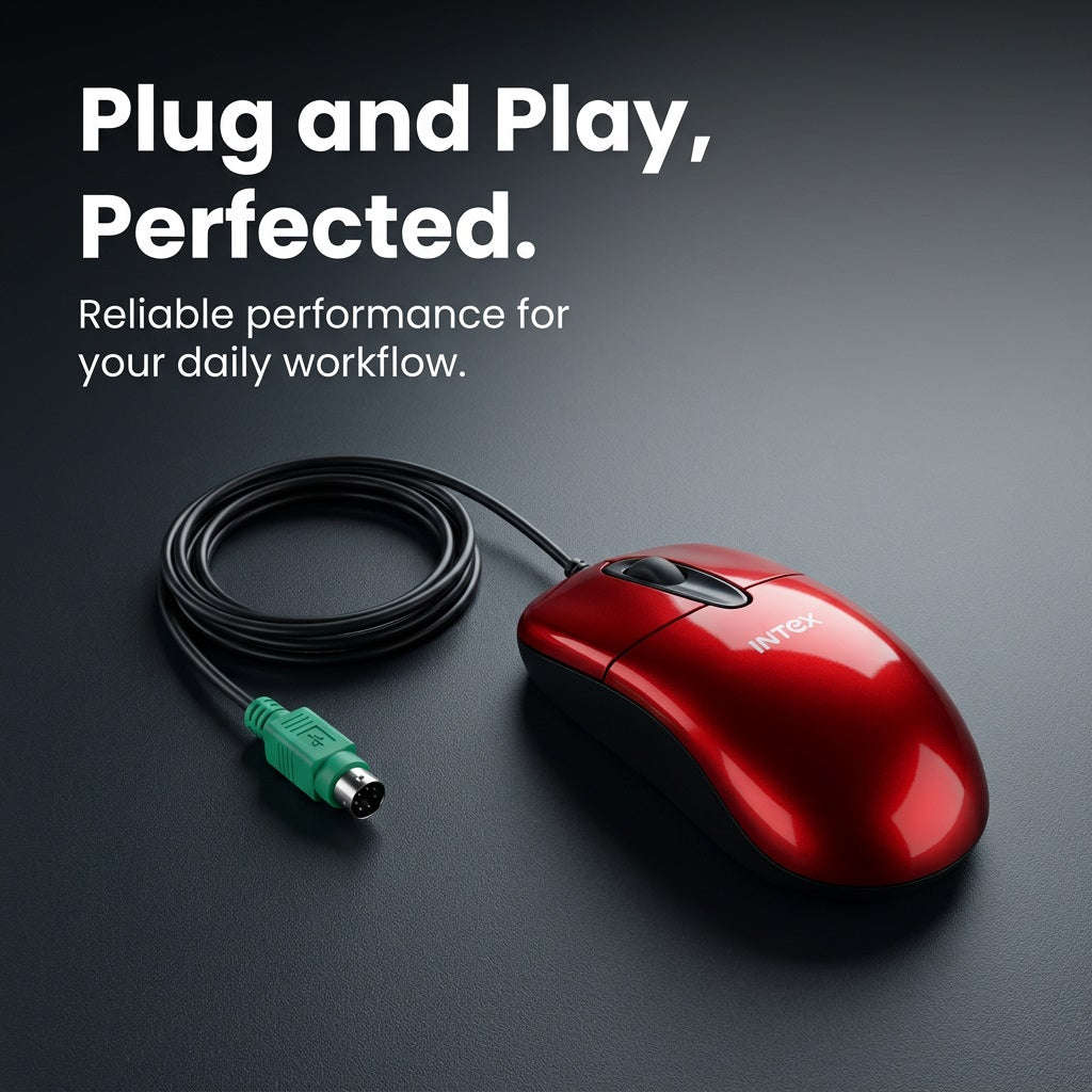 Intex Live PS/2 Optical Mouse (ITOP60) - Wired, Ambidextrous, Desktop PC