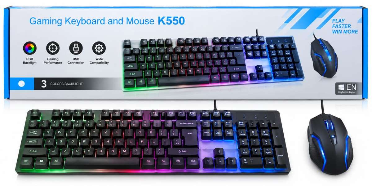 Zornwee K550 Gaming Keyboard & Mouse Combo - USB Wired Set for PC & Laptop