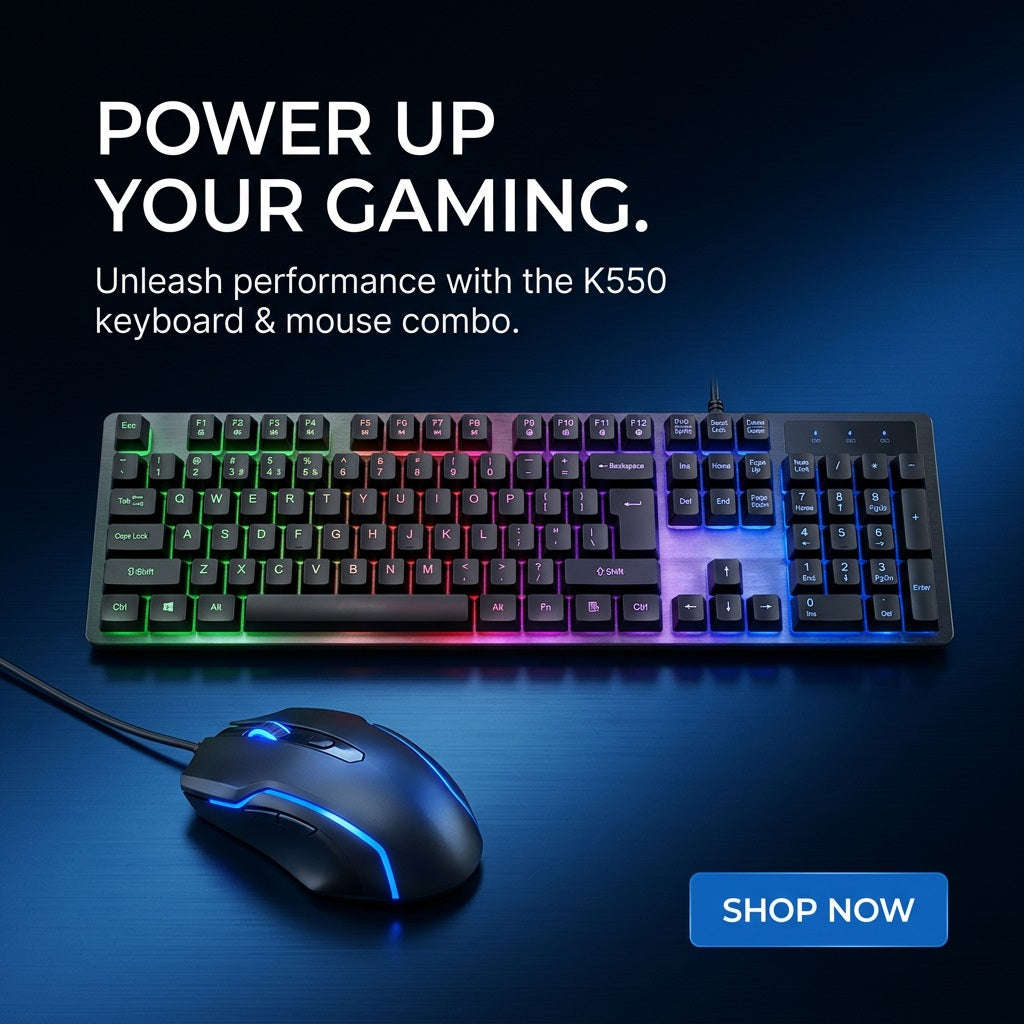 Zornwee K550 Gaming Keyboard & Mouse Combo - USB Wired Set for PC & Laptop
