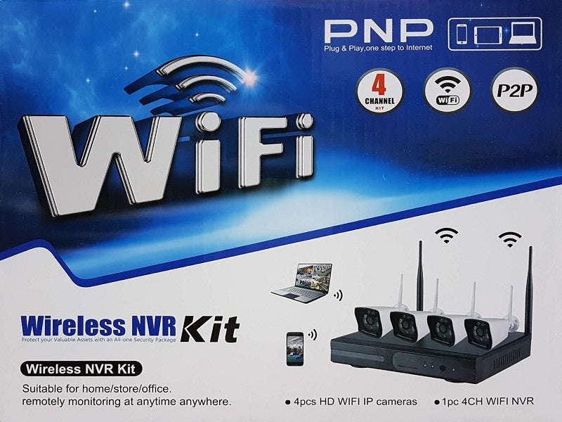 Zavision K9604 Wireless 4-Channel Camera Kit 1MP 720P - WiFi NVR, HDMI/VGA