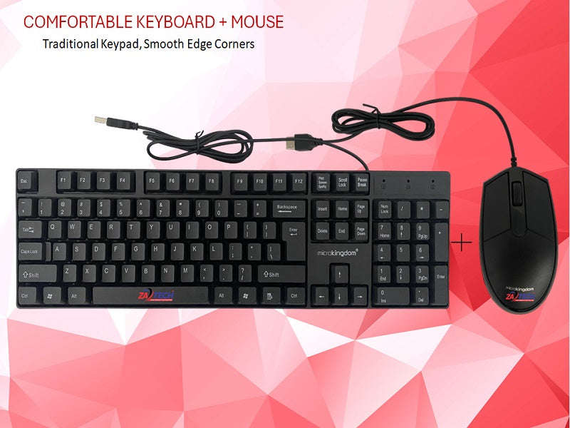 Microkingdom MK5620 Wired Keyboard & Mouse Combo - USB, Ergonomic Compact
