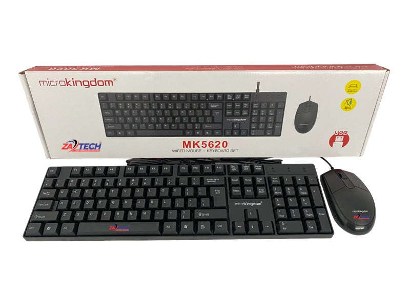 Microkingdom MK5620 Wired Keyboard & Mouse Combo - USB, Ergonomic Compact