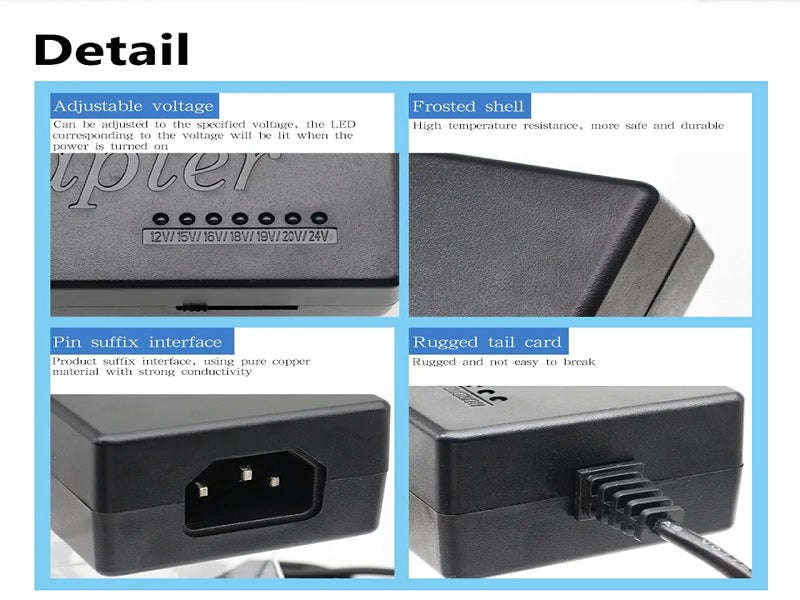 Universal Laptop Power Adapter 96W - 8-Pin, 12-24V, Notebook Charger