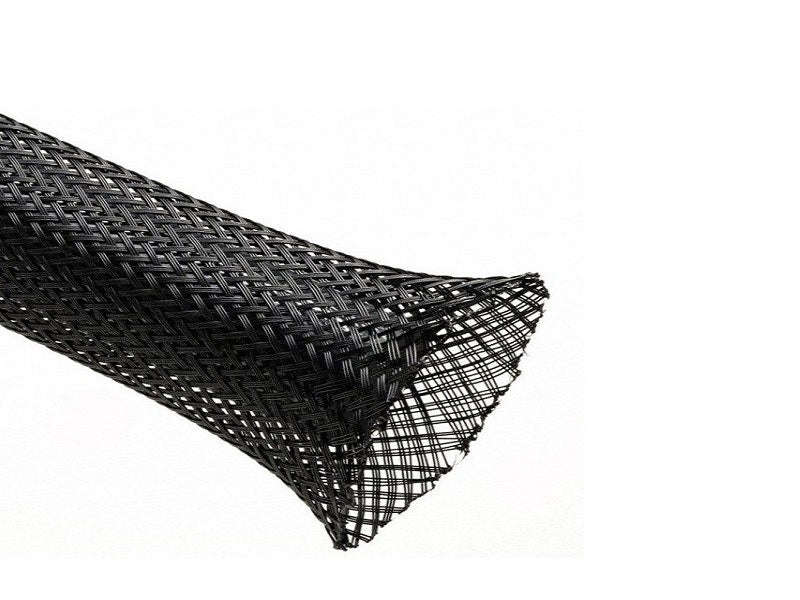 Cable Management Sleeve 40mm x 1m Expandable Nylon Braided Wrap - Black