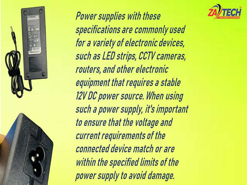CCTV Power Supply 12V 10A DC - 5.5x2.5mm Barrel Adapter for Cameras
