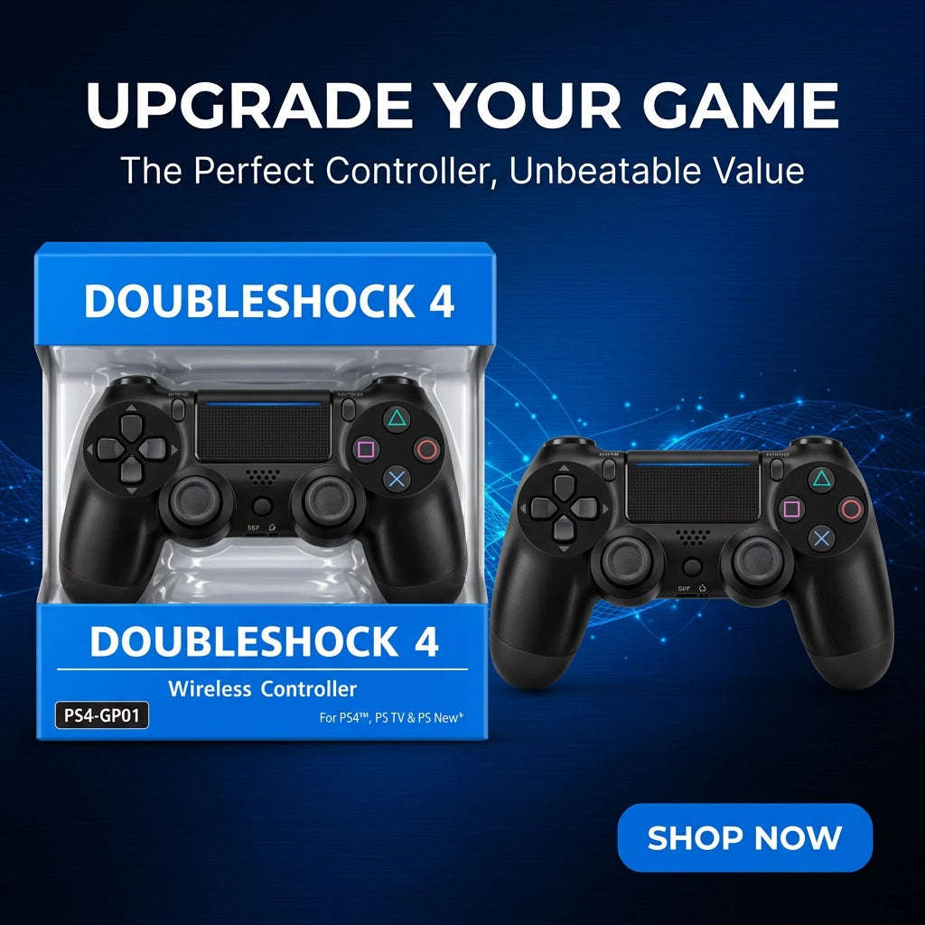 Wireless PS4 Gamepad Controller Black - Ergonomic Wireless Controller for PlayStation 4
