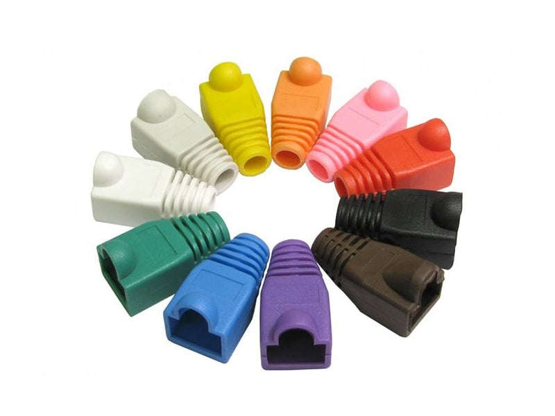 RJ45 Strain Relief Boot - Single, Snagless Cat5e/Cat6, Mixed Colours (RJ45BM)