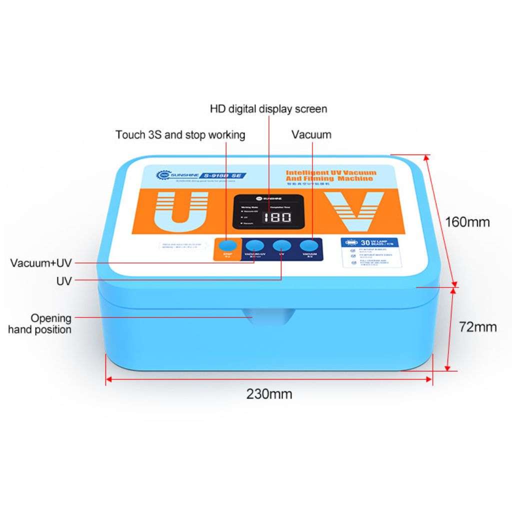 Sunshine S-918B SE Smart Vacuum UV Screen Protector Machine - 30 LED Beads, 365+395nm
