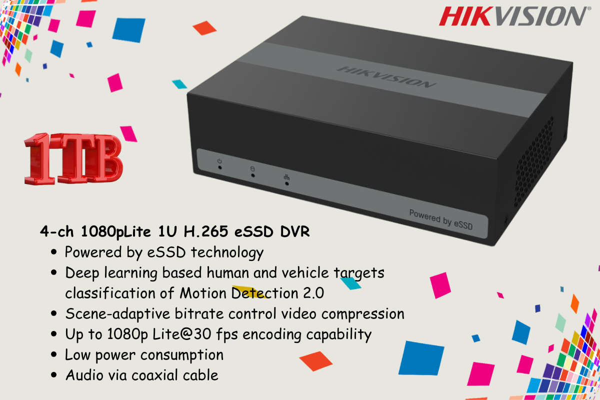 Hikvision 4-Ch ColorVu CCTV Kit with 1TB eSSD DVR & Zatech RG59 Cable Roll