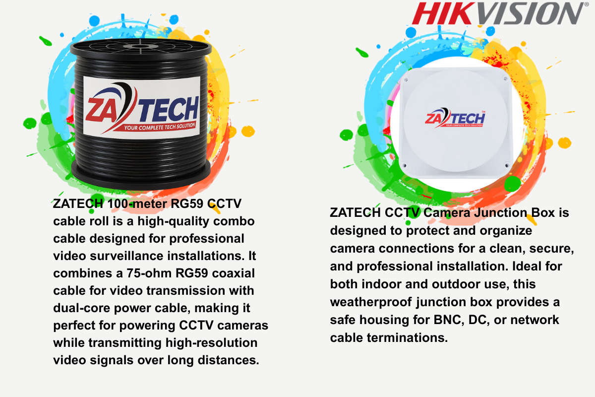 Hikvision 16CH ColorVu CCTV Kit with Zatech Junction Boxes & Cable Rolls