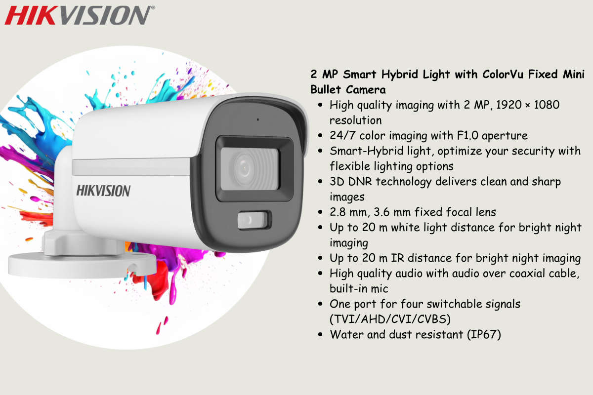 Hikvision 4-Ch ColorVu CCTV Kit with 1TB eSSD DVR & Zatech RG59 Cable Roll