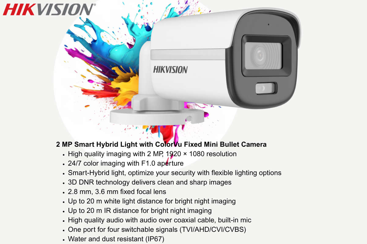 Hikvision 4-Channel ColorVu CCTV Kit with Zatech RG59 Cable, Junction Box