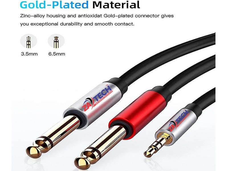 Microphone Cable 3.5mm Male to 2x 6.35mm Male - 5m Shielded Audio Y-Splitter