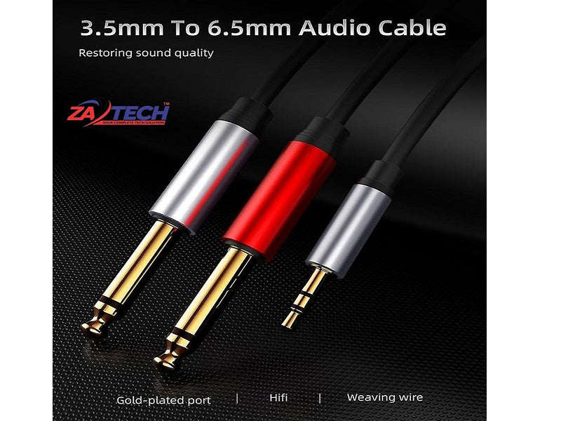 Microphone Cable 3.5mm Male to 2x 6.35mm Male - 5m Shielded Audio Y-Splitter