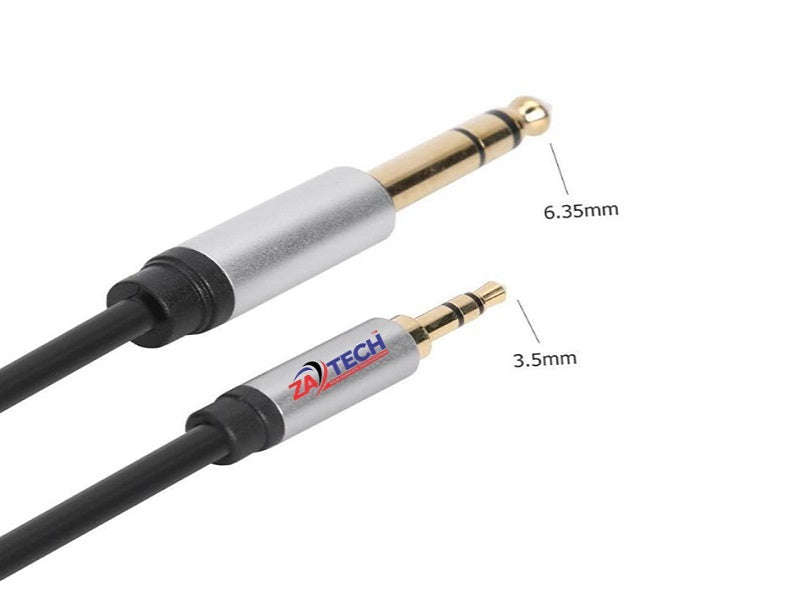 ZATECH Microphone Cable 3.5mm Male to 6.35mm Male - 5m Audio Interconnect