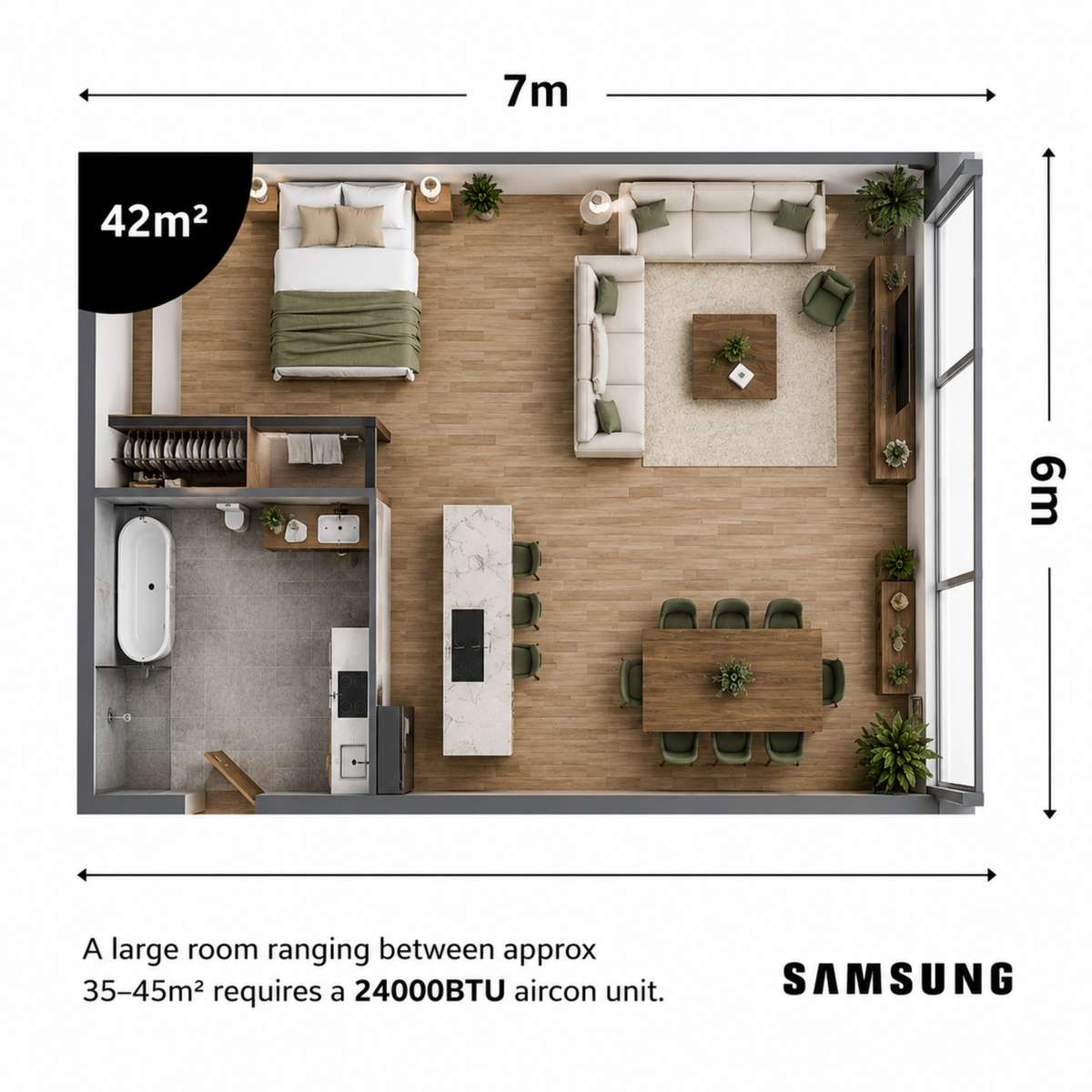 Samsung AR6500 24000 BTU WindFree Inverter Split Air Conditioner - Heating & Cooling, R410A