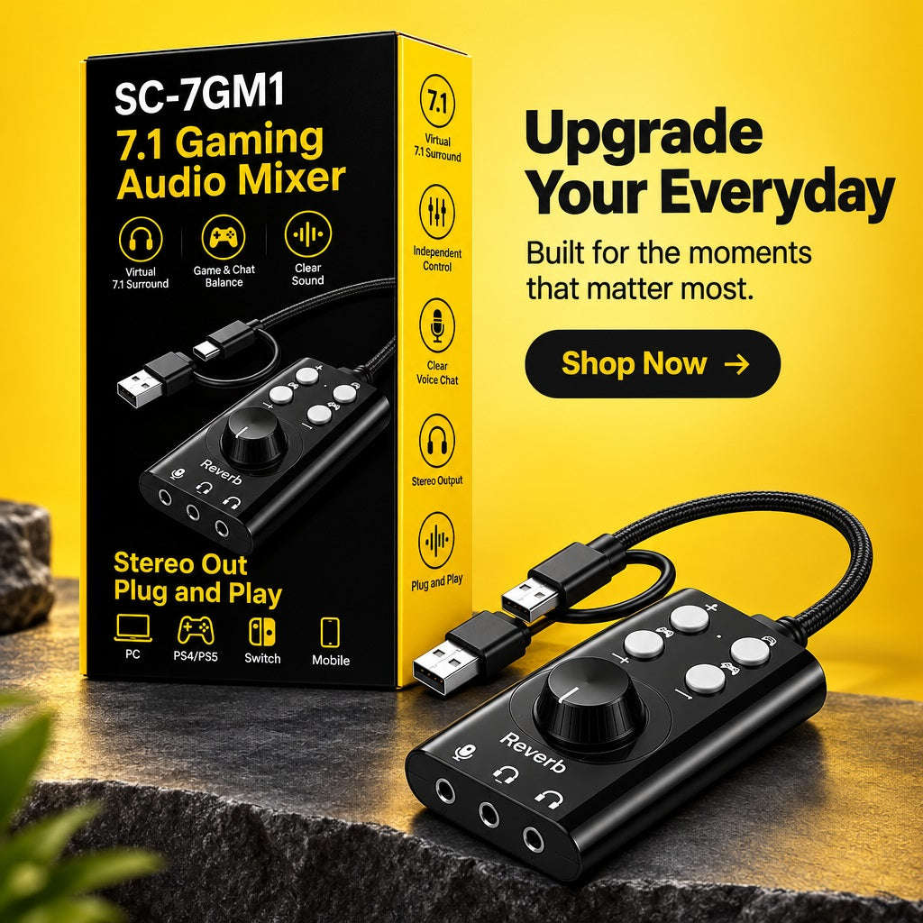 SC-7GM1 7.1 Gaming Audio Mixer - USB & Type-C External Sound Card
