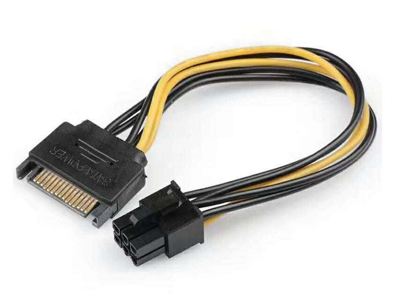 SATA 15-Pin to PCIe 6-Pin Power Adapter Cable - 20cm GPU Power