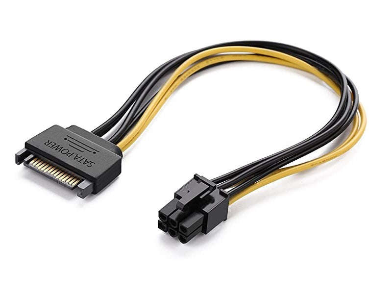 SATA 15-Pin to PCIe 6-Pin Power Adapter Cable - 20cm GPU Power