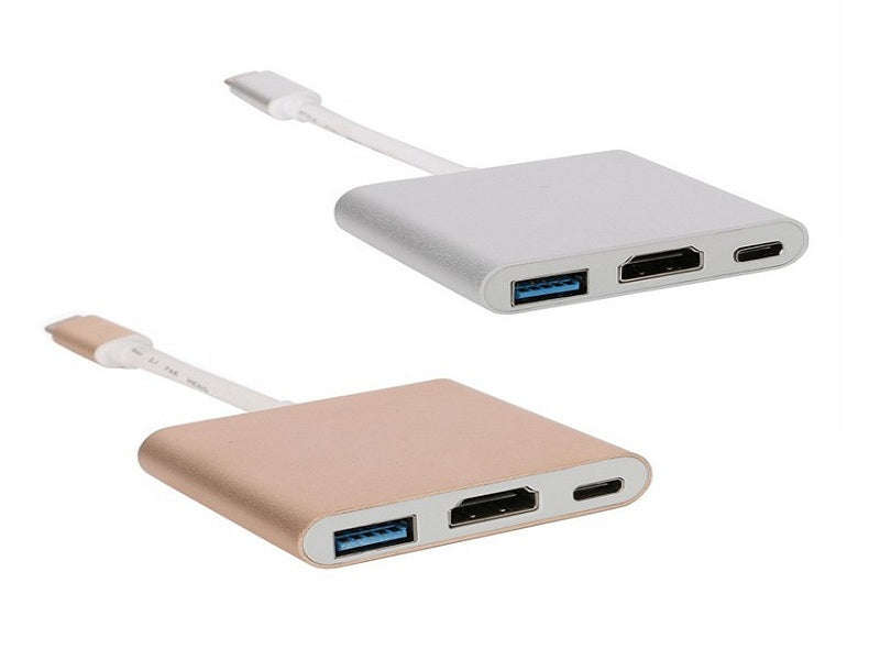 Alcell USB-C 3-in-1 Multiport Adapter - 4K HDMI, USB 3.0, USB-C PD (TC3IN1C)