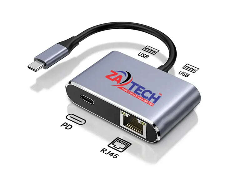 USB-C 5-in-1 Hub - 2x USB 3.0, RJ45 Ethernet, USB-C PD, 5Gbps