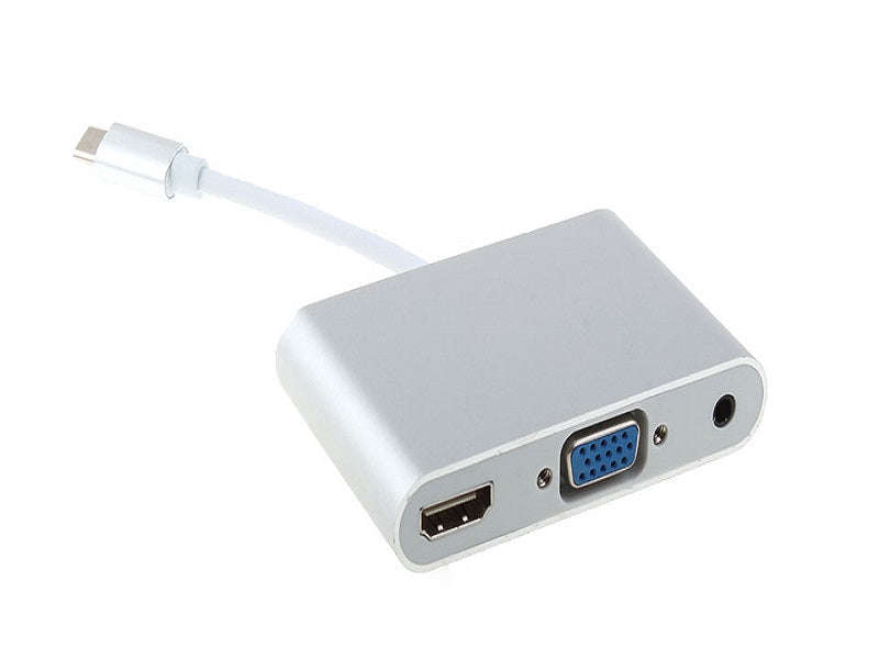 USB-C to HDMI + VGA + 3.5mm Audio Adapter - 3-in-1, USB 3.1, 1080p 60Hz