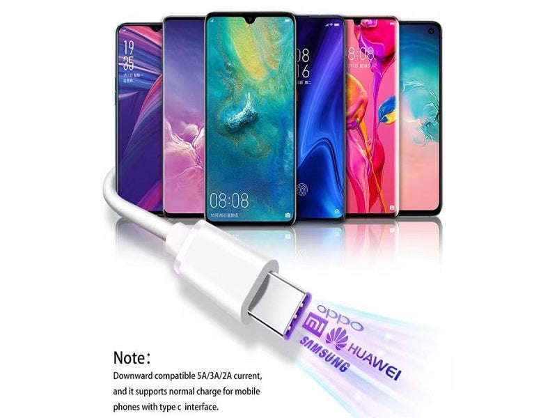 ZATECH USB-A to USB-C Fast Charging Data Cable 3m 3A - White, Smartphones & Laptops