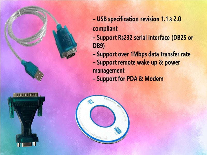 USB to RS232 DB25 Serial Cable - USB 2.0, Serial Adapter for PDA & Modem