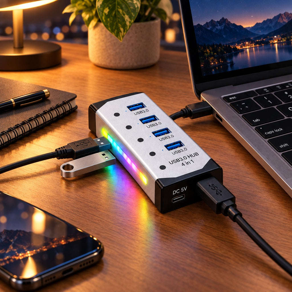 4-in-1 USB 3.0 Multi-Port Hub Adapter for Laptop & PC (USB3-H4M1)