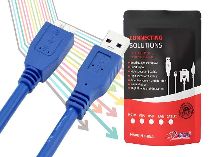 USB 3.0 to Micro HDD Cable 1.5m - Double Shielded, 5Gbps Data Transfer