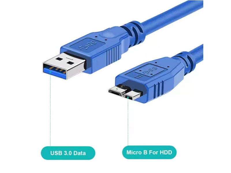 USB 3.0 to Micro HDD Cable 1.5m - Double Shielded, 5Gbps Data Transfer