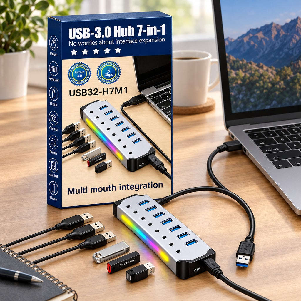 7-in-1 USB 3.2 Multi-Port Hub Adapter for Laptop & PC (USB32-H7M1)