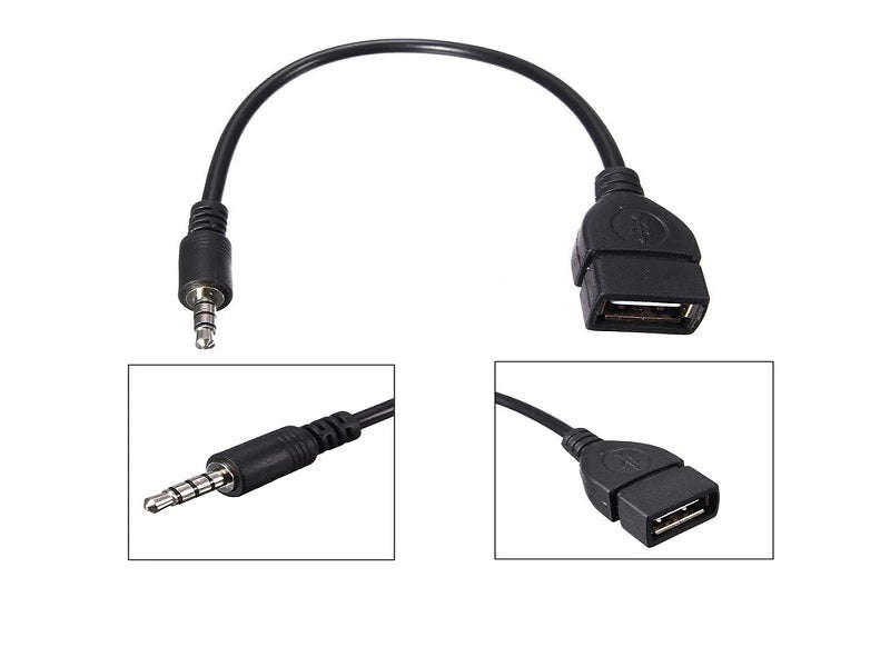 ZATECH USB Female to 3.5mm Stereo Audio Cable - 20cm Adapter, USB 2.0