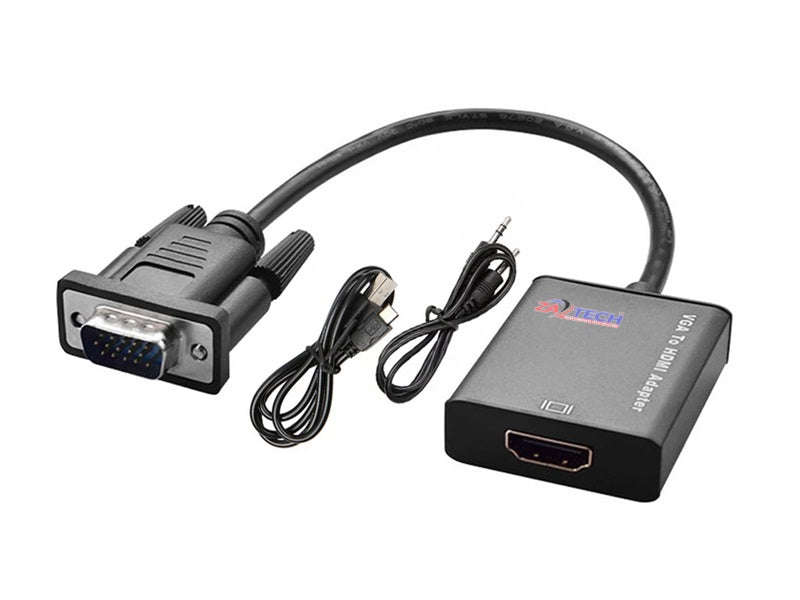 VGA to HDMI Converter with Audio - 1080p, 3.5mm, USB Powered Adapter
