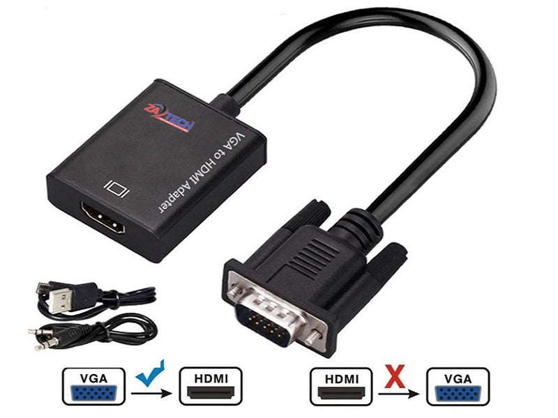 VGA to HDMI Converter with Audio - 1080p, 3.5mm, USB Powered Adapter