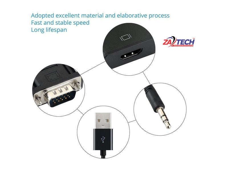 VGA to HDMI Converter with Audio - 1080p, 3.5mm, USB Powered Adapter